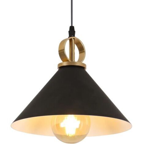 DEESSE SHOP-Suspension Luminaire Industriel Vintage, E27 Retro Lustre Suspension en Métal, Edison Design Luminaire Plafonnier pour Salon Chambre Café Bar Restaurent, Ø 25cm (Sans Ampoule) [Classe éner