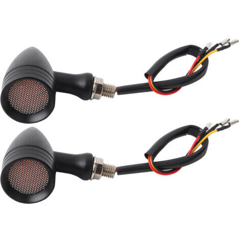 DEESSE SHOP-Tbest Motorcycle Universel Signal de Virage Clair Grille Rétro Frein LED High Luminal Purity Start Rapide Installer Easy Chrome Black Shell pour la Plupart des Motos 1 Régler à Droite (Noi