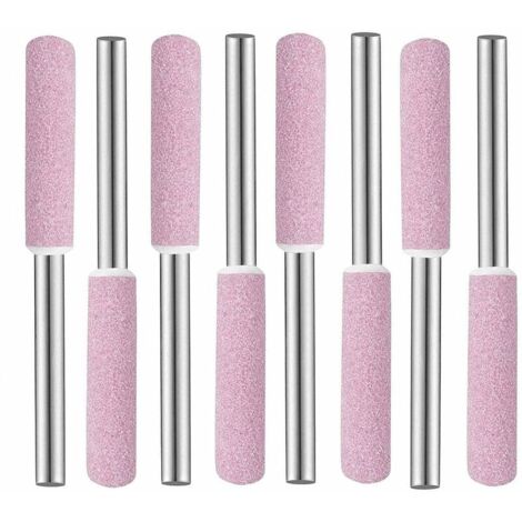 DEESSE SHOP - Tête de polissage de meulage, 8 meules de meulage en pierre abrasive, meule à tige, tige abrasive, affûteurs de tronçonneuse, limes d'affûtage de tronçonneuse diamantées de 4 mm pour aff