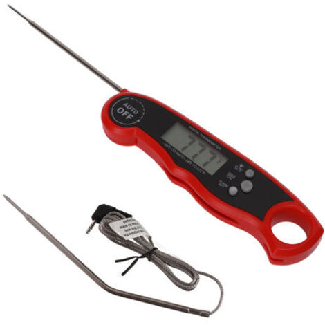DEESSE SHOP-Thermomètre à viande numérique 2 sondes avec fonction d'alarme rétro-éclairage pour viande liquide cuisson four griller barbecue