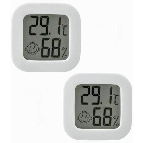 DEESSE SHOP - Thermomètre hygromètre d'intérieur, 2 mini thermomètres d'intérieur numériques haute précision, thermomètre et hygromètre précis pour la maison, le bureau, les reptiles, la crèche