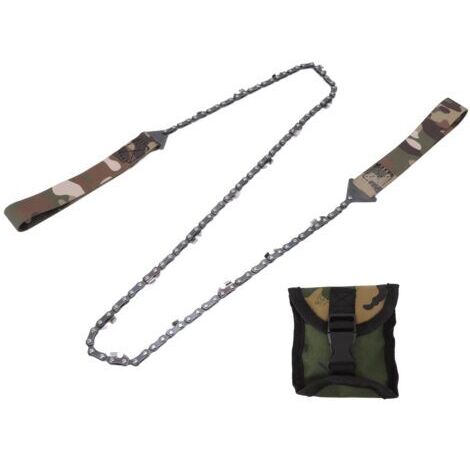 DEESSE SHOP-Tronçonneuse de Poche Portable avec Poignée en Paracorde 36 Pouces Dents Fines Scie Tirée à la Main Élagage Manuel Tronçonneuse Équipement de Survie Chaîne Pliante Scie à Main Outils de Ja