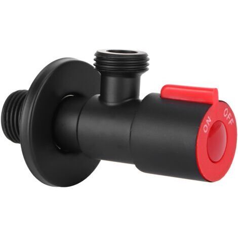 DEESSE SHOP-Vanne d'arrêt de l'eau, vanne d'angle anti-fuite en acier inoxydable noir pour les fournitures de toilette de salle de bain(vanne triangulaire thermique simple)