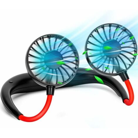 DEESSE SHOP - Ventilateur de cou, ventilateurs de cou rechargeables, mini ventilateurs USB personnels col rond, ventilateur portable mains libres, 3 vitesses, 2000 mAh, ventilateur de bureau à rotatio