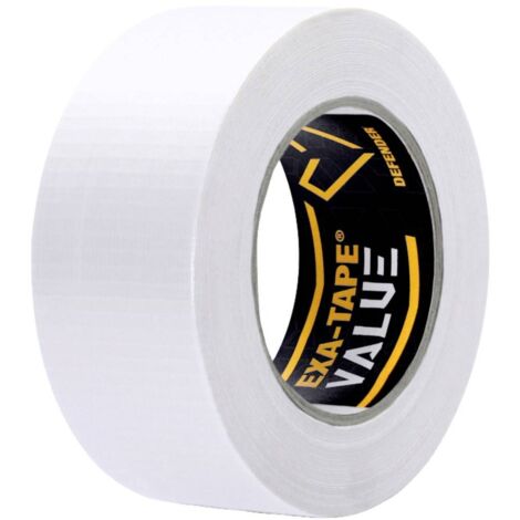 Defender EXA-Tape Value W 50 - Nastro adesivo in tessuto, bianco, lucido, 50 mm x 50 m