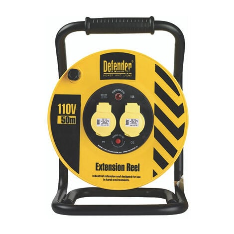Defender Heavy Duty 50mtr Cable Extension Reel 110v/16a E86500/10