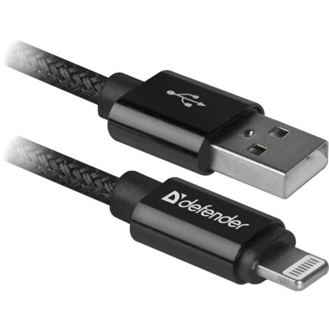 Defender USB-Lightning-Kabel 1 m 2,1 A Schwarz
