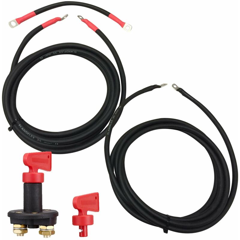 Defender Winch Battery Extension Cables - Heavy Duty - British Made+Isolator 4m - Winchmax