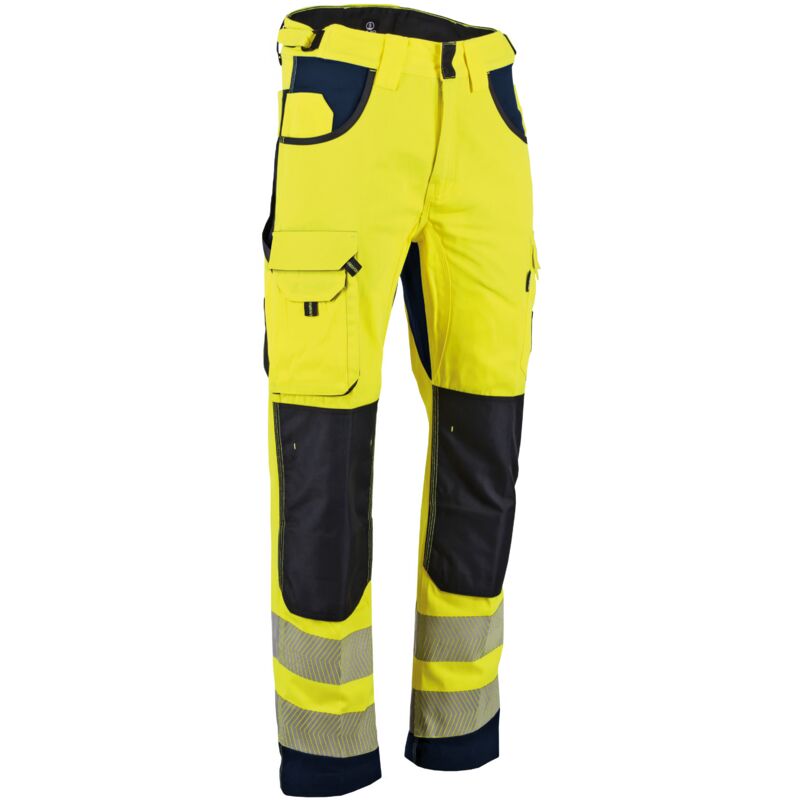 LMA - Défense pantalon haute visibilité poches genoux T48 Jaune fluo/ Marine - 1667 T48