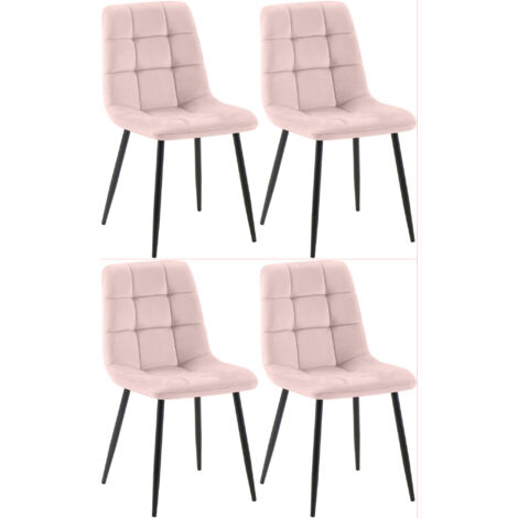 Définir 4 chaises de velours modernes et confortables dans les couleurs de velours colore : ROSE