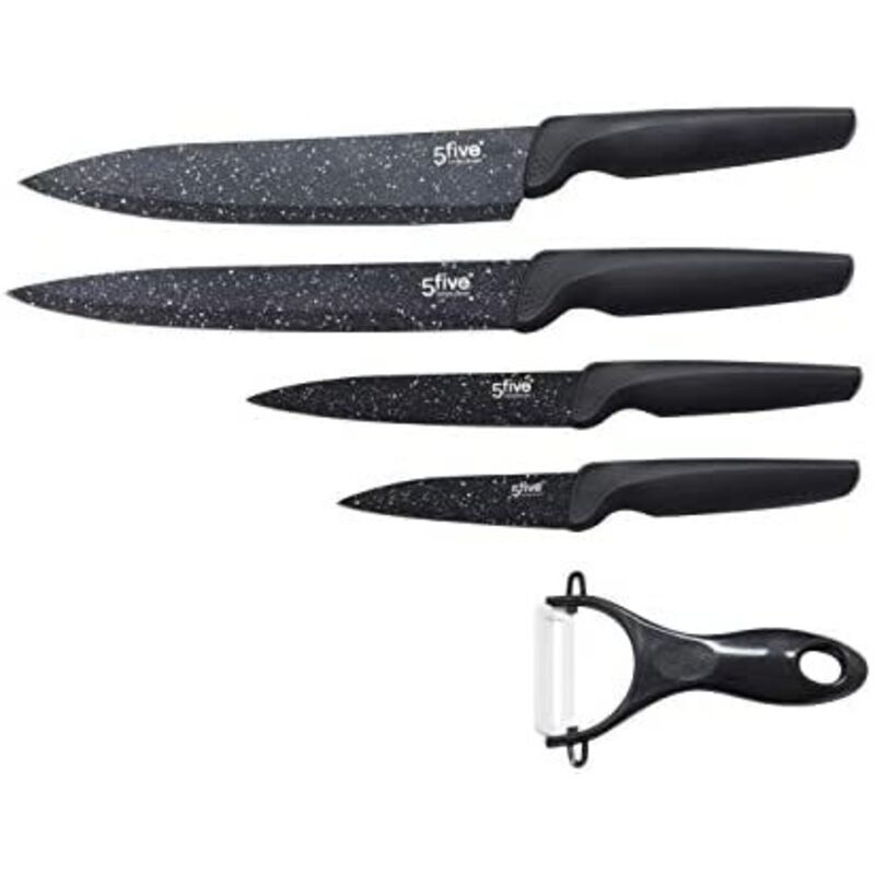 FIVE Simply Smart - Coffret 5 Pi&egrave;ces Inox Couteaux 37cm Noir