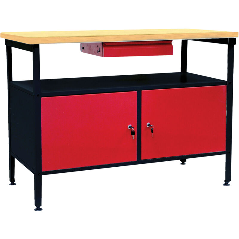 DEFITEC Etabli a double porte - Rouge/Blanc