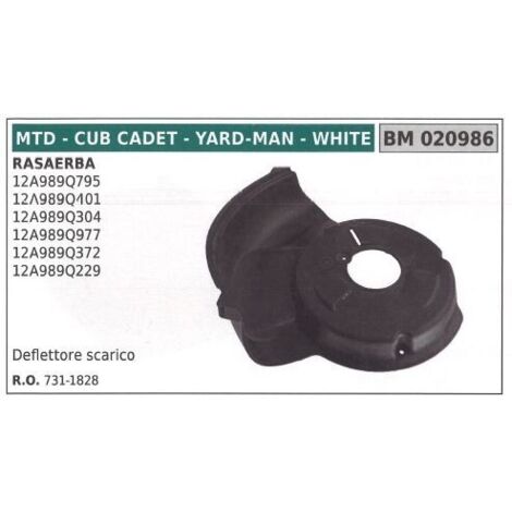 Déflecteur d'échappement MTD pour tondeuse à gazon 12A989Q795 020986