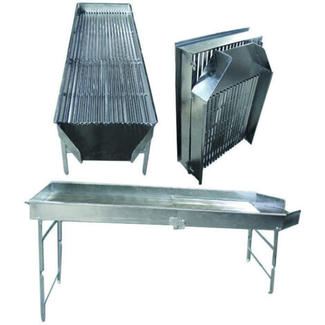 Defogliatore manuale per olive – chiuso 100x60x30 cm – montato 191x60x97h – acciaio zincato con scivolo smontabile