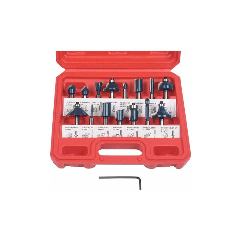 Router Bits, 15PCS Straight Groove Cutters, Groove Cutter Set Wood Cutter Cutting Woodworking Tool(Plastic Case) - Tigrezy