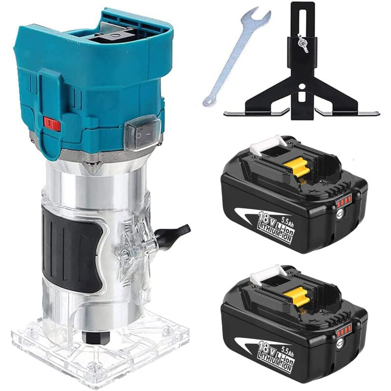 Teetok - Défonceuse à bois, outil de toupie sans fil sans balais 850 w, coupe-bois électrique à main 1/4' 6 vitesses coupe et gravure +2x batterie