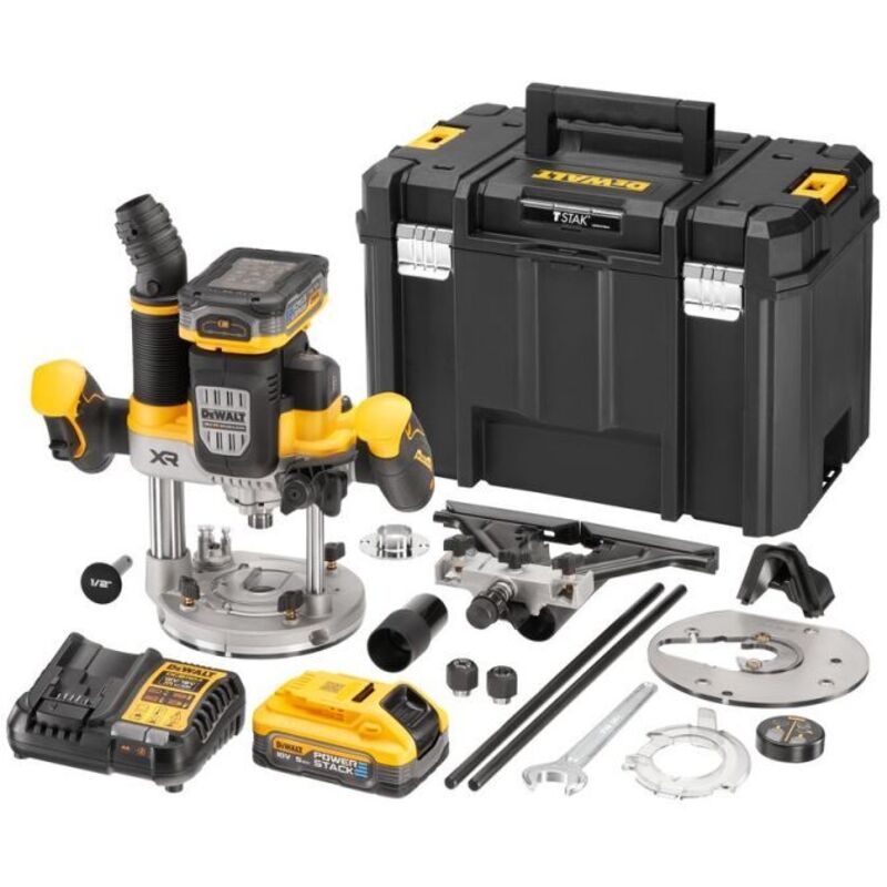 DeWALT Outillage - Fraiseuse sans fil 18V, 2 batteries 5,0 Ah XR, chargeur DCW620H2