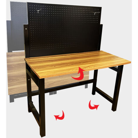 Defpro – Établi pliable EPLAT120 120x60cm – Plateau MDF 2,8cm – Charge maximale 50kg – Hauteur de travail 80cm – Panneau porte-outils inclus