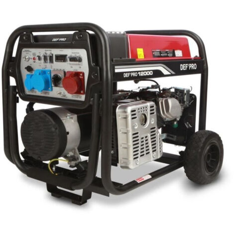 Defpro – Groupe électrogène essence 8500 W – Triphasé 400 V – Autonomie 12h – Moteur 16 HP – Système de sécurité anti-manque d'huile