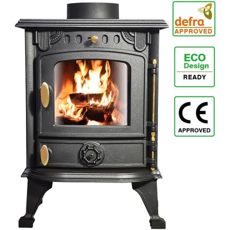 main image of "Defra Approved 4.2kw Cast Iron Wood Log Burner Woodburning Stove Fireplace"