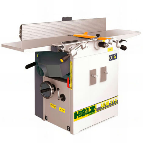 Dégauchisseuse-raboteuse 1 500 mm – Puissance 2 200 W – Tension 230 V – Hauteur de rabotage max 225 mm – Vitesse rotation 5 600 trs/min – Holzprofi