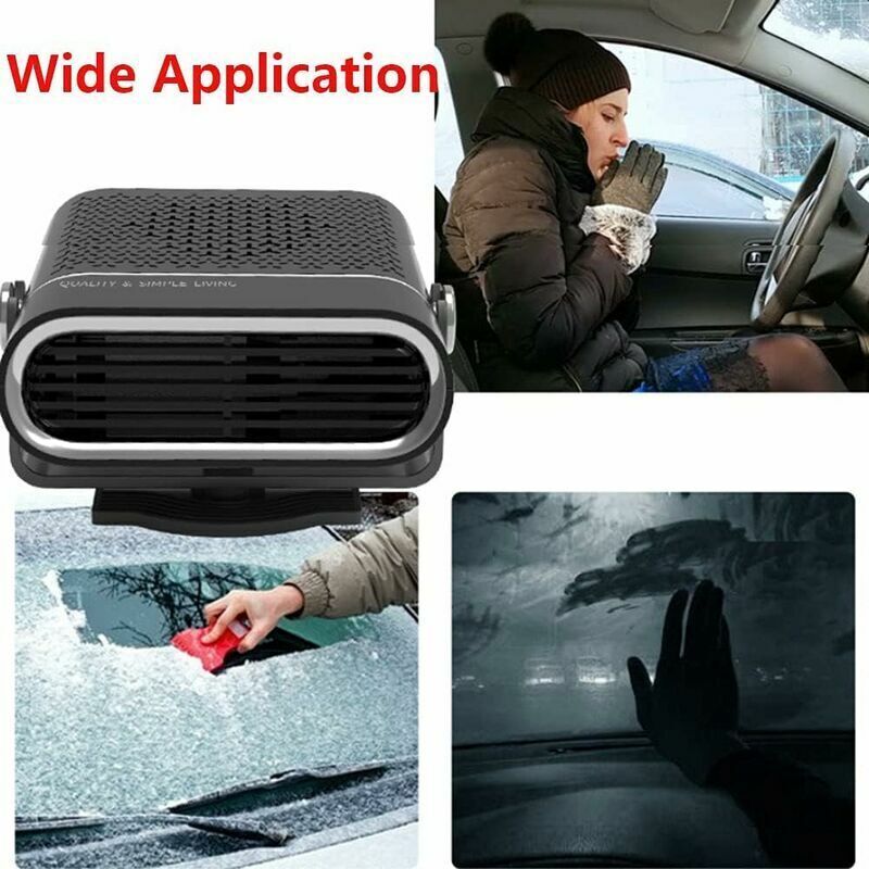 Dégivreur de voiture 2 en 1 12 v 150 w Chauffage de voiture Dégivreur 2 en 1 Désembuage Voiture Allume cigare Portable Réglable à 360° Kit d'hiver