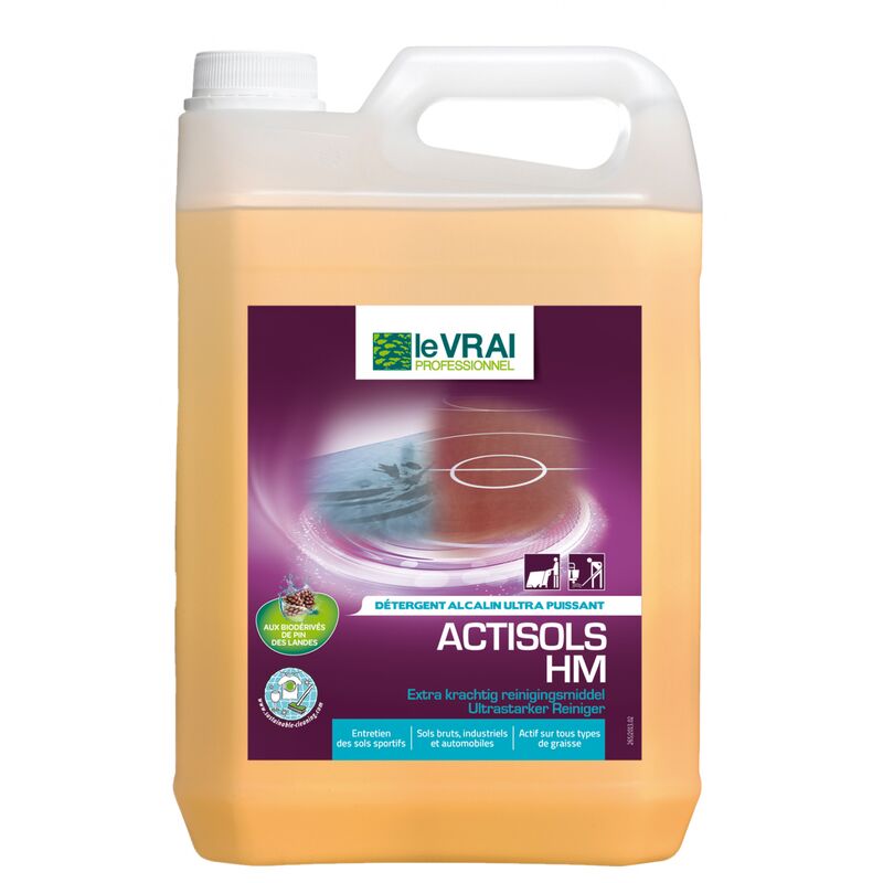 Le vrai - actisols hm degraissant alcalin ultra puissant - 5 litres - le vrai professionnel - Détergents sol