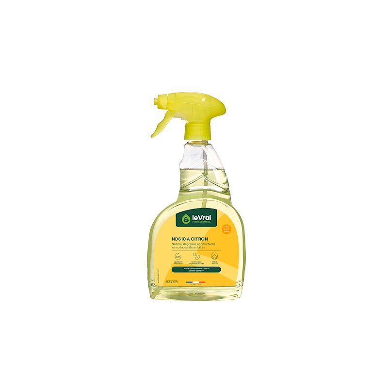 Le Vrai Professionnel - Dégraissant désinfectant Le Vrai nd 610 a citron - Spray 750 ml