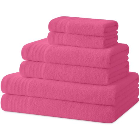 Degrees home - Asciugamani bagno - Set asciugamani - 2 teli doccia, 2 asciugamani e 2 asciugamani bidet - 100% cotone - 480 g/m2 - 2-30X50 / 2-50X100 / 2-65X130 - Rosa