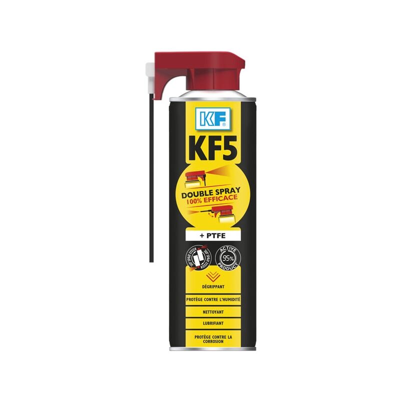 Dégrippant lubirifiant multifonctions PTFE double spray 500ml - KF - 6040 - Noir