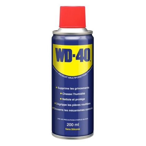 Wd-40 – Lubrifiant dégrippant 200ml – Élimine l'humidité et les résidus – Protège contre la corrosion – Compatible métaux et plastiques