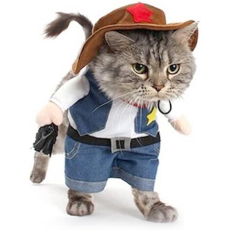 Déguisement de cowboy pour fête de Noël, uniforme de cowboy western avec chapeau, costume de cowboy amusant pour chien et chat (l)