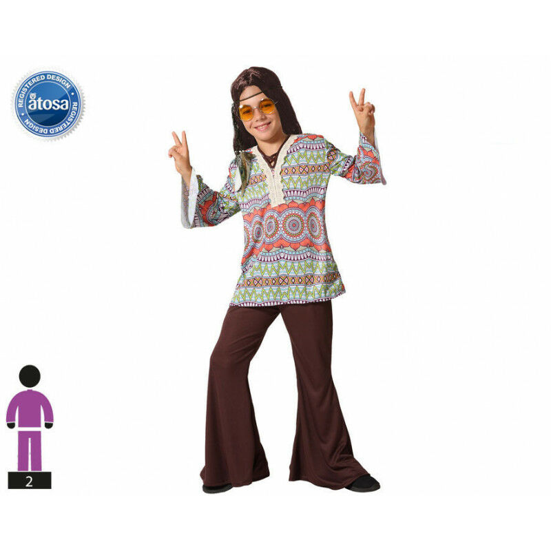 AC-DÉCO Déguisement hippie psychédélique - Polyester 7-9 ans Multicolore Livraison gratuite