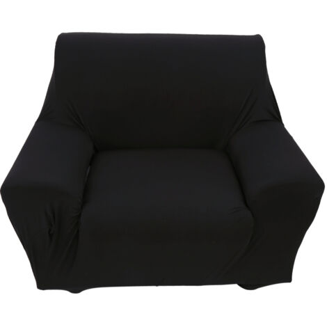 Dehnbarer 1-Sitzer-Sofabezug aus Polyester, schwarzer elastischer Sofaschutz