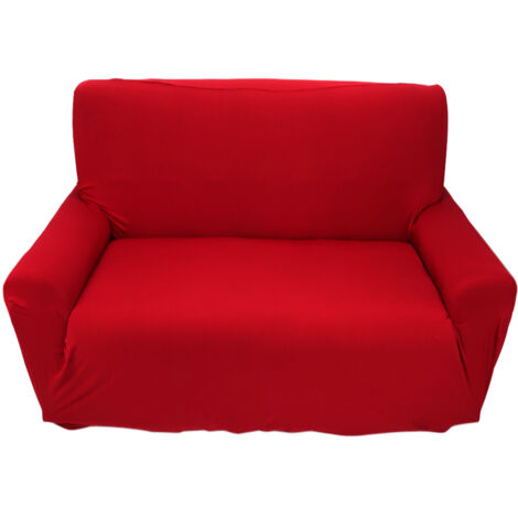 Dehnbarer 2-Sitzer-Sofabezug aus einfarbigem bordeauxrotem Polyester