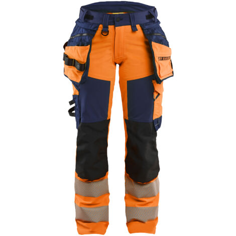 Dehnbarer Arbeitshose 4D Hochsichtbarkeit Damen 7022 - Orange/Navy S - DE(38) - SE(C36) - Kurz