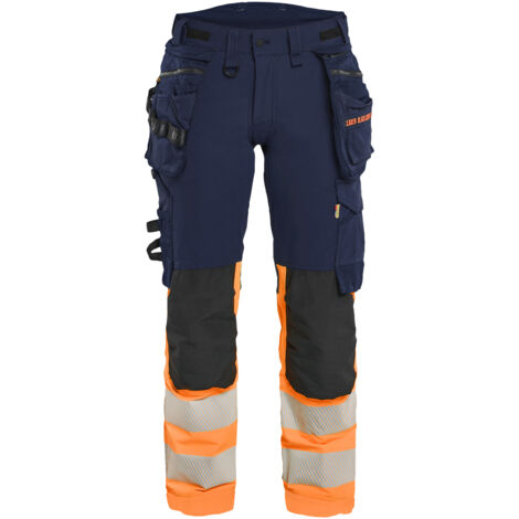 Dehnbarer Arbeitshose 4D Hochsichtbarkeit Damen 7025 - Marine/Orange S - FR(38) - SE(C36) - Kurz