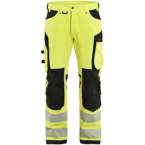 Dehnbarer Hochsichtbarkeits-Arbeitshose 4D 1197 – Gelb/Schwarz XL – FR(50) – SE(C56) – Lang