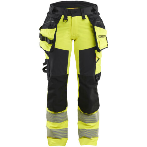 Dehnbarer Hochsichtbarkeits-Arbeitshose für Damen 4D 7022 – Gelb/Schwarz XL – FR(46) – SE(C44) – Normen