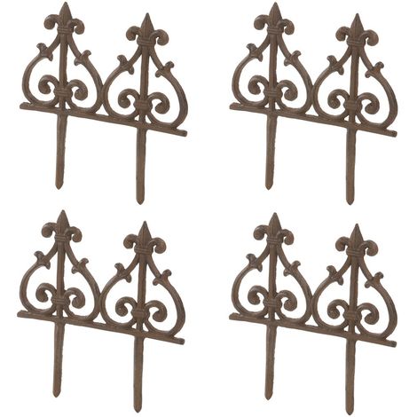 Dehner 4 Borchie per aiuole, in ghisa, Stile nostalgico, 30,5 x 29,5 x 1 cm, Colore: ruggine
