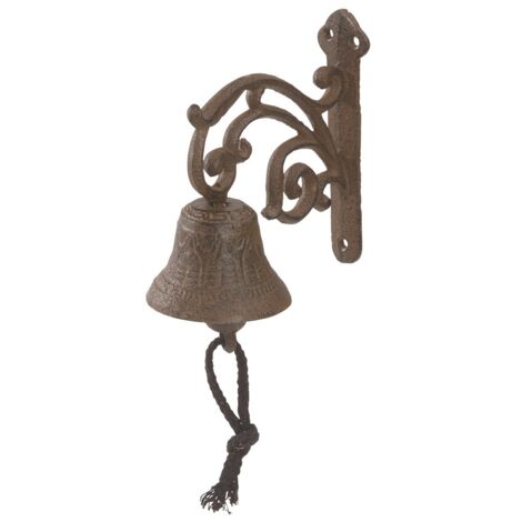 Dehner Campana nostalgica, ca. 18,5 x 7,5 x 15 cm, ghisa, Color ruggine, Marrone