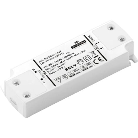 Dehner Elektronik SE 20-24VF (24VDC) Transformateur pour LED, Driver de LED à tension constante 20 W 0.833 A 24 V/DC ho