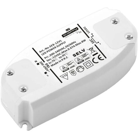 Dehner Elektronik SE 8-12VL Transformateur pour LED à tension constante 8 W 0.67 A 12 V/DC homologué pour les meubles,