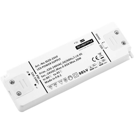 Dehner Elektronik SS 20-24VF Transformateur pour LED à tension constante 20 W 0.83 A 24 V/DC homologué pour les meubles, protection contre les surch X967192