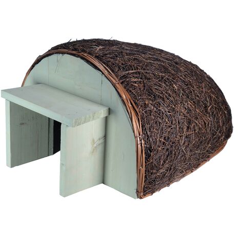 Dehner Natura Igelhaus Petzi, ca. 38 x 24 x 49 cm, Tannenholz/Rattan, braun/grau