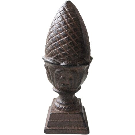 Dehner Statuetta Decorativa a Forma di pigna, Ø 8,8 cm, Altezza 22 cm, in ghisa, Marrone