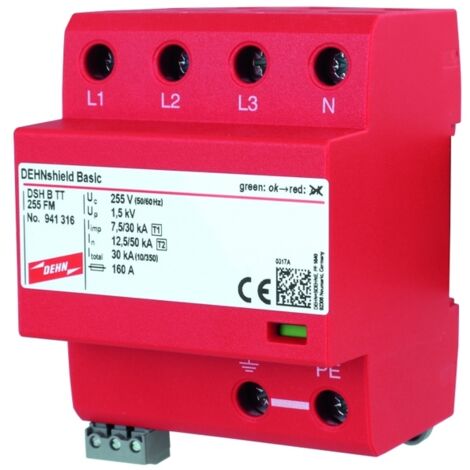 Dehnshield Scaricatore Combinato per reti TT e TN-S, impiego in sistema di alimentazione principale (circuito 3+1)