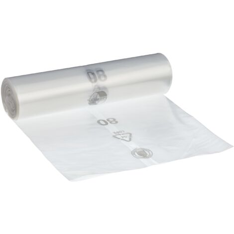 Deiss Premium - Sacchi della spazzatura, bianco o trasparente, da 70 o 120 litri, 70 Liter - Typ 60, trasparente, 1