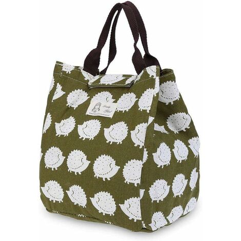Déjeuner en Coton Isolé Panier de Déjeuner Soft Cooler Sac Réutilisable lunch bag isotherme enfant Femme (Hérisson Impression)T-Audace