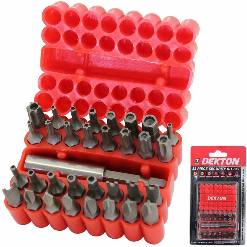 33pc Security Screwdriver Bit Set Hex Tamper Proof Spanner Torx Star Key - Dekton